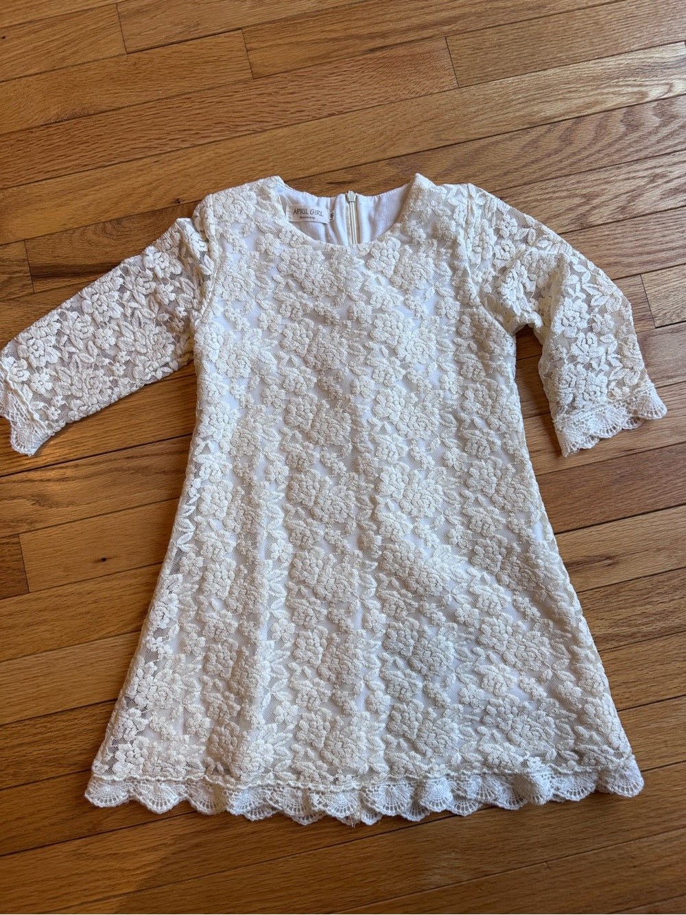 Girls' White Lace A-Line Dress